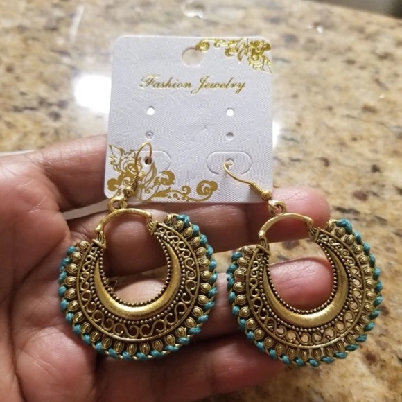 Sphere Carved Metal Statement Earrings Bohemian Vibe - Picture 8 of 13